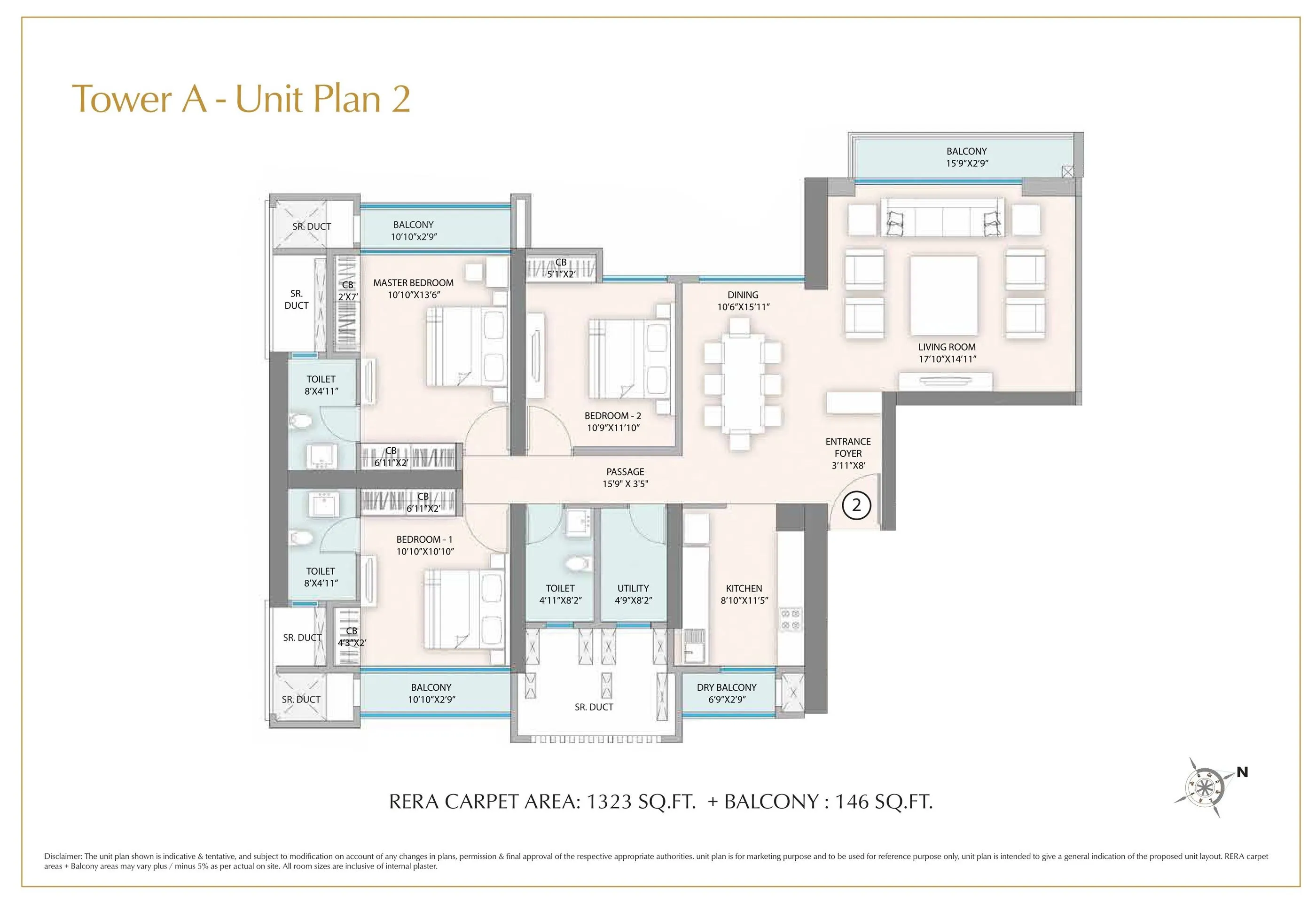 Sheth Avalon Unit plan - 1468 sq.ft.